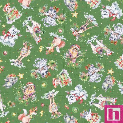 P121-LDCH5377-G PATCH. AMERICANO LITTLE DARLINGS CHRISTMAS (10) 110 CM. ALG 100% VERDE/MULTI VENTA EN PZAS. DE 7 M APRO