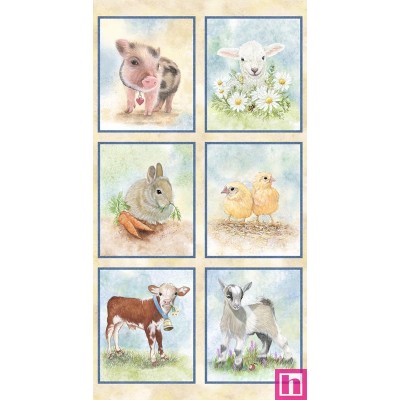 P121-BYBA5273PA PATCH. AMERICANO BARNYARD BABIES (01) PANEL 60X110 CM. ALG 100% CREMA/MULTI VENTA EN PZAS. DE 7 M APRO