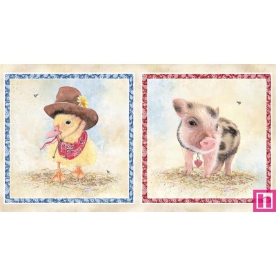 P121-BYBA5272PA PATCH. AMERICANO BARNYARD BABIES (03) PANEL 60X110 CM. ALG 100% CREMA/MULTI VENTA EN PZAS. DE 7 M APRO