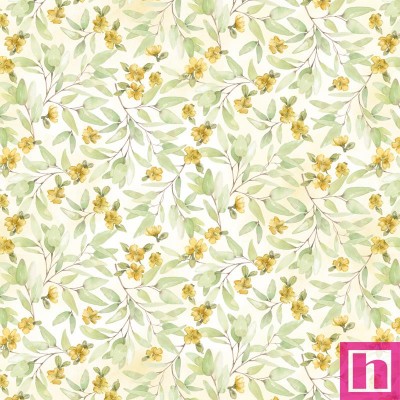 P121-BUNN5662GY PATCH. AMERICANO BUNNIES AND BLOOMS (06) 110 CM. ALG 100% BLANCO/AMARILLO VENTA EN PZAS. DE 7 M APRO