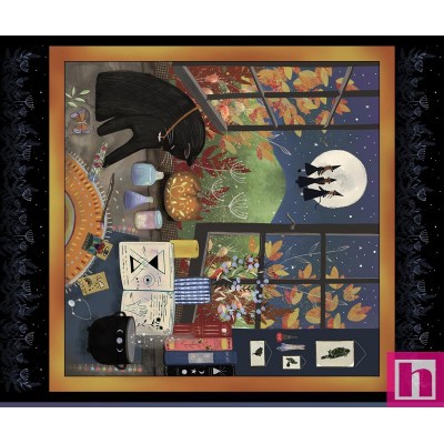 P121-PMAG5359-PA PATCH. AMERICANO PRACTICAL MAGIC (01) PANEL 110 CM. ALG 100% NEGRO/MULTI VENTA EN PZAS. DE 7 M APRO