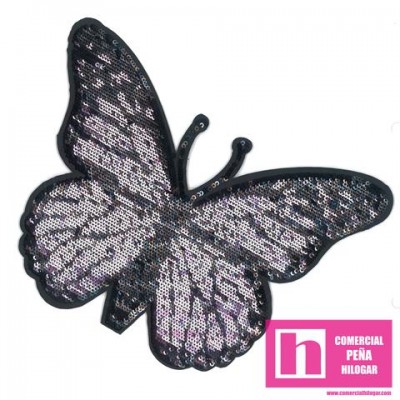 100-M087 ROSA BUTTERFLAY MARIPOSA APLICACION FANTASIA TERMOADHESIVA 17 X 12 POL 100% ROSA VENTA EN BOLSAS DE 5 UDS.