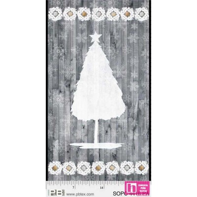 P121-4416 PA PATCH. AMERICANO  SOPHISTICATED CHRISTMAS (01)  PANEL 110 CM. ALG 100% GRIS VENTA EN PZAS. DE 7 M APRO