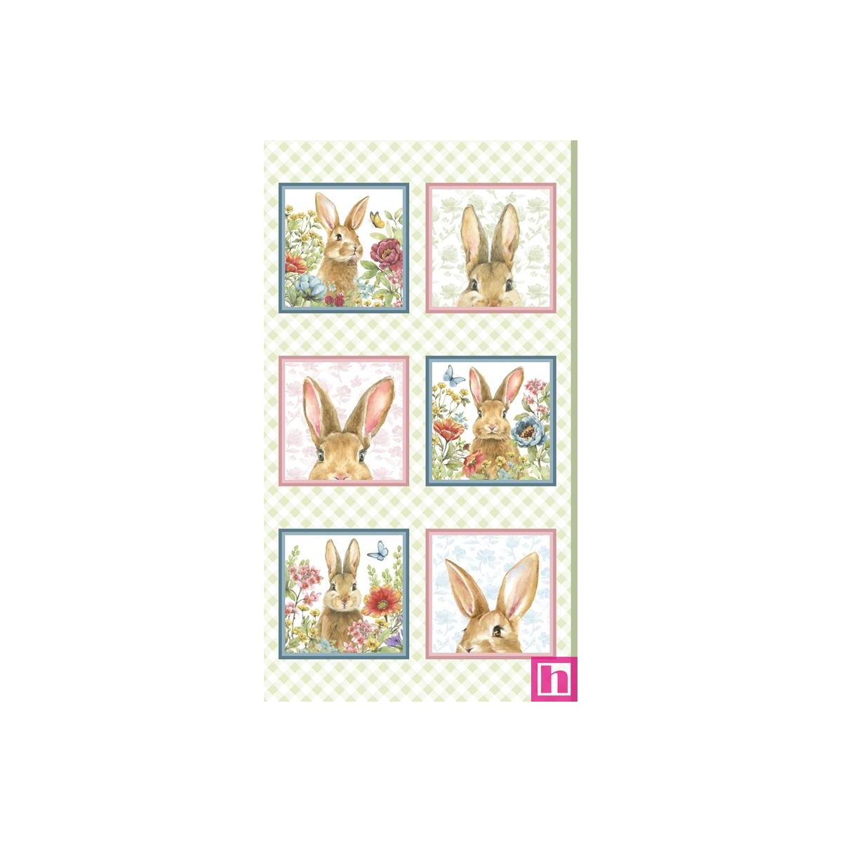 P121-BUNN5658PA PATCH. AMERICANO BUNNIES AND BLOOMS (01) PANEL 60X110 CM. ALG 100% MULTI VENTA EN PZAS. DE 7 M APRO