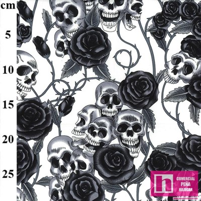 62813 PATCH. AMERIC. SPOOKY - SIMON ADAMS COLLECTION (02) 110 CM. ALG 100% MARFIL/NEGRO VENTA EN PZAS. DE 6 M APRO