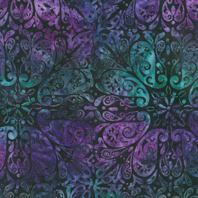 P135-AMD-22837-460 PATCH. AMERICANO PAISLEY BOUQUET BATIKS (11) 110 CM. ALG 100% MORADO VENTA EN PZAS. DE 7 M APRO