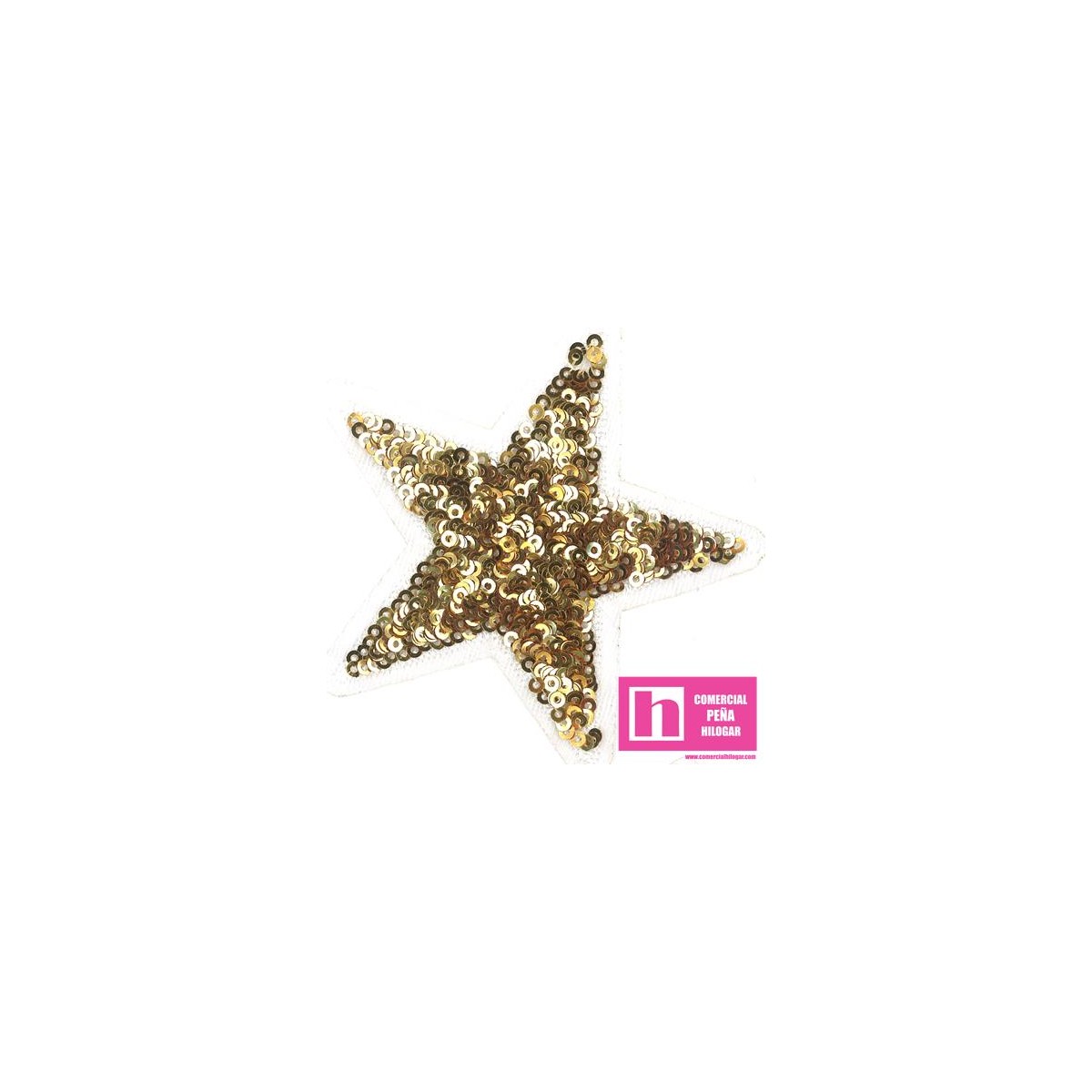 120-M083 DORADO FANTASTIC STARS APLICACION FANTASIA TERMOADHESIVA 8 X 8 POL 100% DORADO VENTA EN BOLSAS DE 5 UDS.