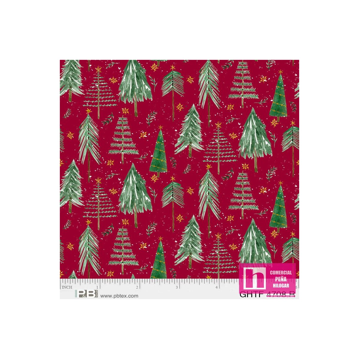 P121-GHTF4708R PATCH. AMERICANO GNOMES HOME TREE FARM (06) 110 CM. ALG 100% ROJO/VERDE VENTA EN PZAS. DE 7 M APRO