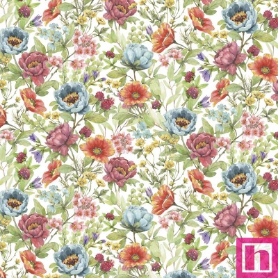 P121-BUNN5660MU PATCH. AMERICANO BUNNIES AND BLOOMS (05) 110 CM. ALG 100% BLANCO/MULTI VENTA EN PZAS. DE 7 M APRO