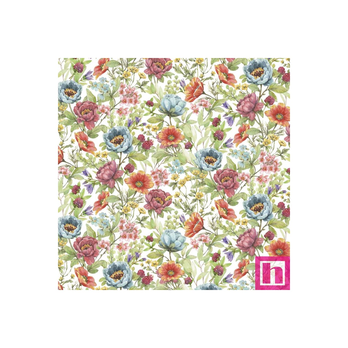 P121-BUNN5660MU PATCH. AMERICANO BUNNIES AND BLOOMS (05) 110 CM. ALG 100% BLANCO/MULTI VENTA EN PZAS. DE 7 M APRO