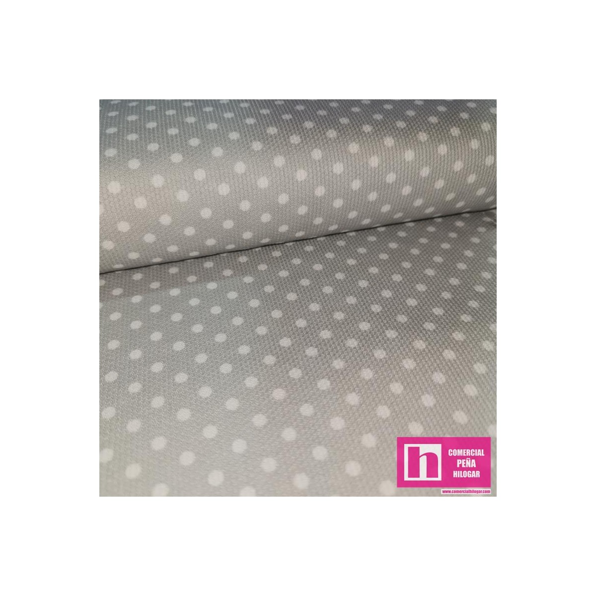 64172-1001 PIQUE ESTAMPADO BERNAL (12)-TOPOS 1.60 M. 170 GR/M2. ALG 100% GRIS/BLANCO VENTA EN PZAS. DE 6 M APRO