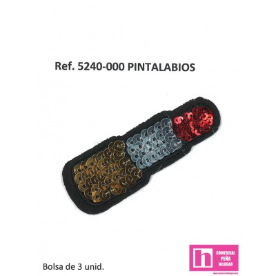 5240-000 APLICACION TERMOADHESIVA PINTALABIOS FANTASIA 25 X 70 MM POL 100% ROJO VENTA EN BOLSAS DE 3 UD. APROX