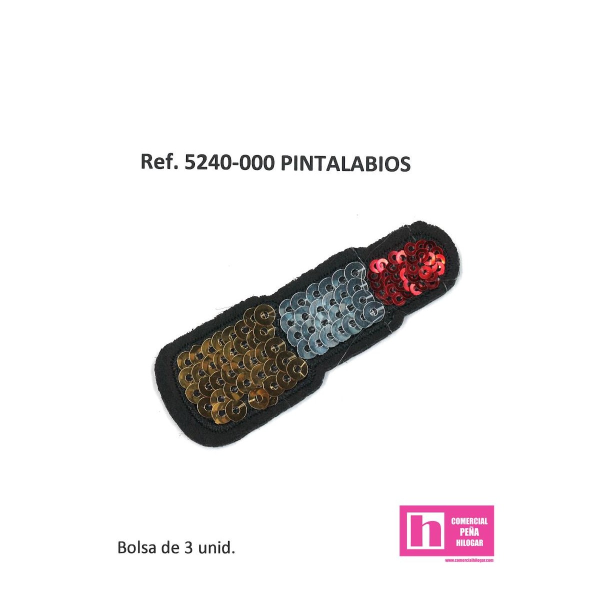 5240-000 APLICACION TERMOADHESIVA PINTALABIOS FANTASIA 25 X 70 MM POL 100% ROJO VENTA EN BOLSAS DE 3 UD. APROX