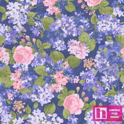 P17-MAS10261-B PATCH. AMERICANO COTTAGE BOUQUET (13) 110 CM. ALG 100% AZUL/MULTI VENTA EN PZAS. DE 7 M. APROX.