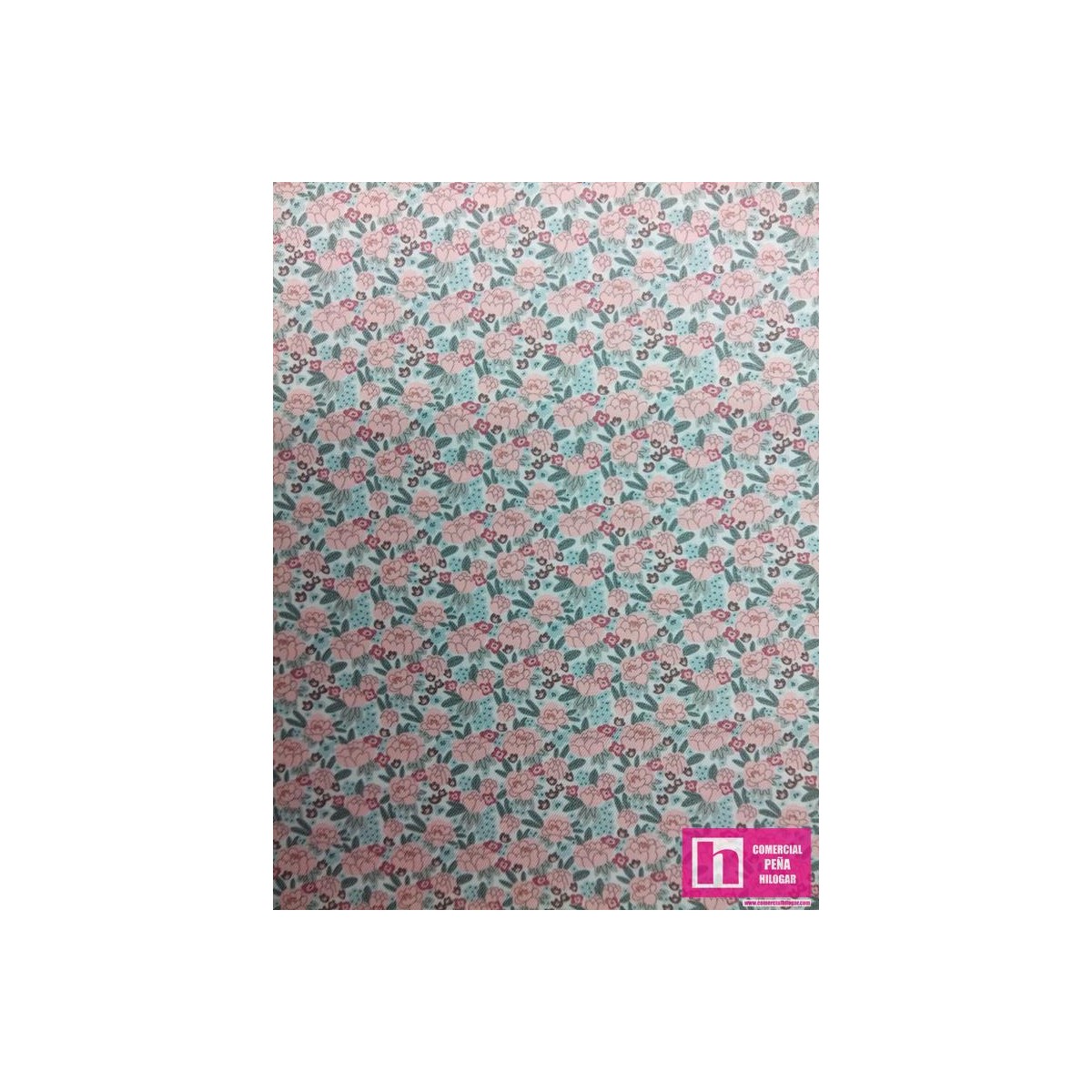 64800 VIYELA ESTAMPADA NICOLE (01) 1.60 M. 145 GR/M2 - POL 50%-ALG 50% MENTA/ROSA VENTA EN PZAS. DE 7 M APROX.