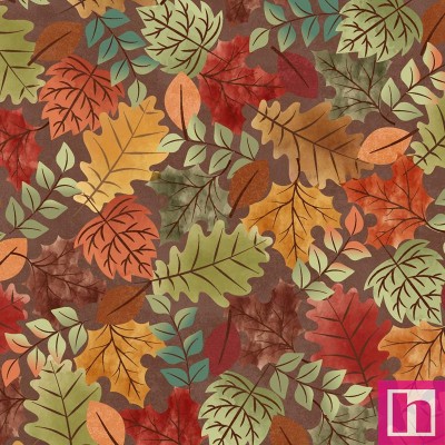 P17-MAS10733-AZ PATCH. AMERICANO HELLO AUTUMN (17) 110 CM. ALG 100% MARRON/MULTI VENTA EN PZAS. DE 7 M. APROX.