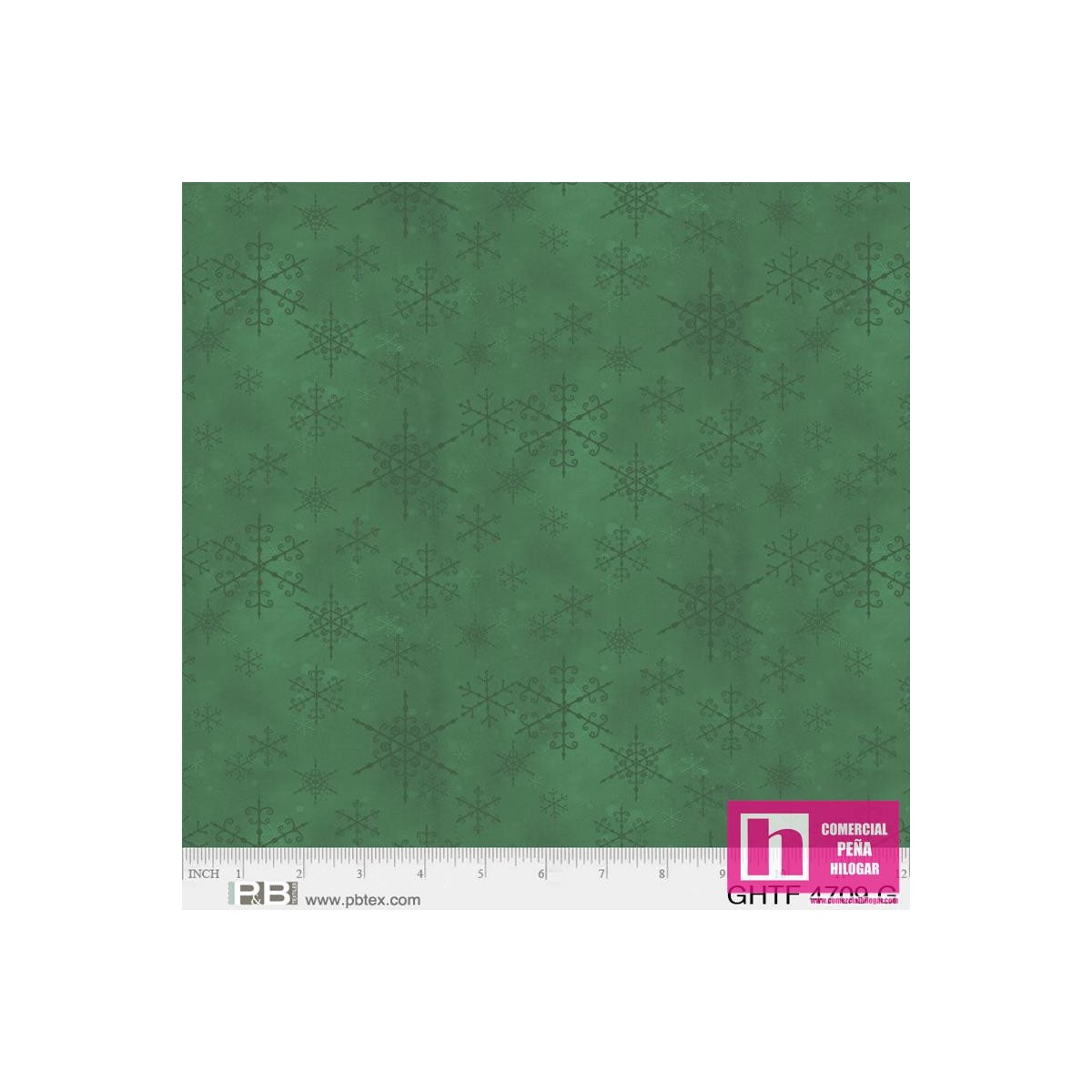 P121-GHTF4709G PATCH. AMERICANO GNOMES HOME TREE FARM (09) 110 CM. ALG 100% VERDE VENTA EN PZAS. DE 7 M APRO