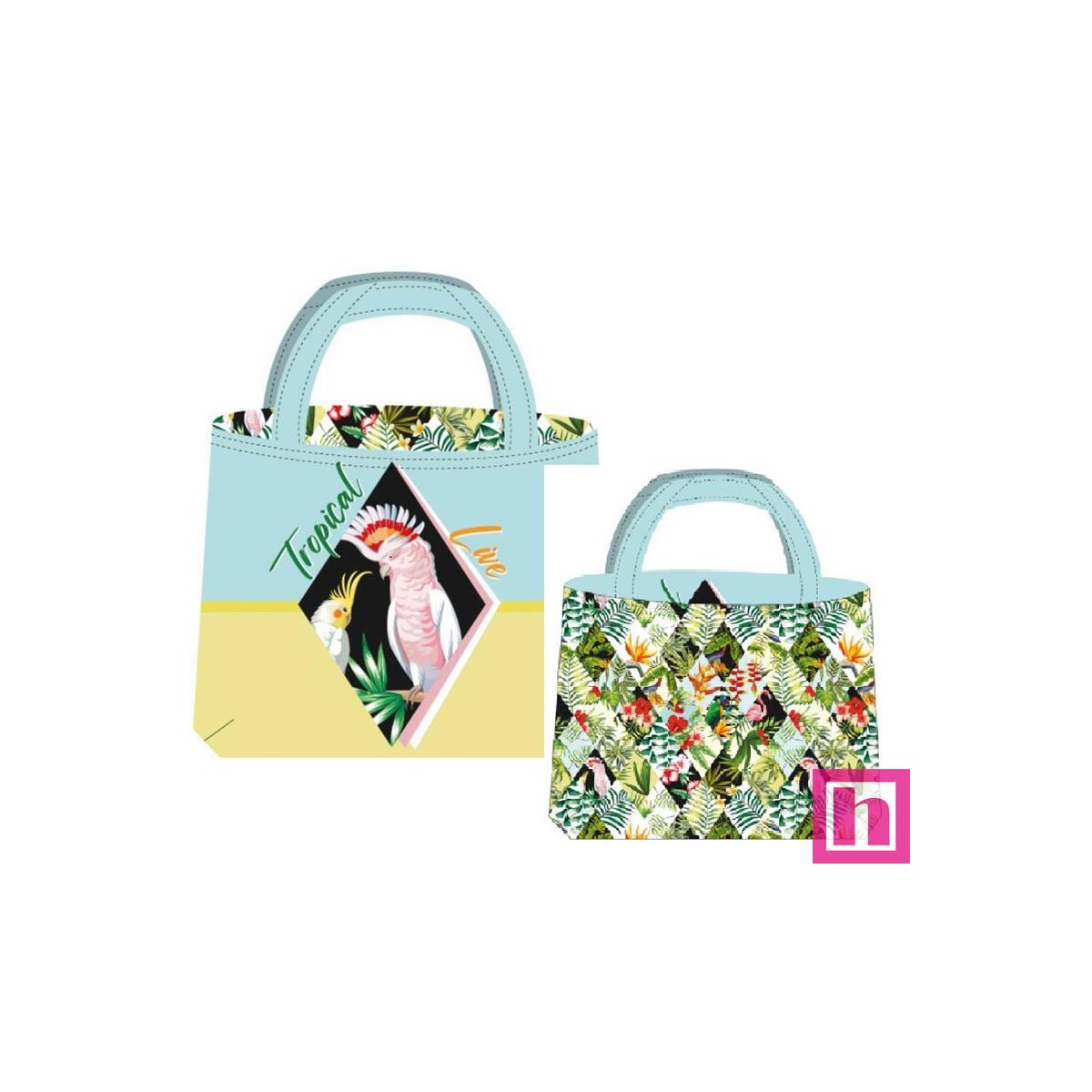 66654 BOLSO REVERSIBLE REPELENTE AL AGUA (09) TROPICAL LIVE - 45X50 CMS. POL 100% MULTI VENTA EN 2 UNIDADES