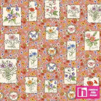 P17-MAS10120-P PATCH. AMERICANO GARDEN STROLL (21) 110 CM. ALG 100% CORAL/MULTI VENTA EN PZAS. DE 7 M APRO