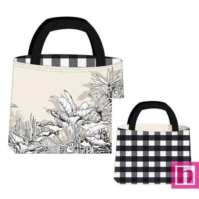 66653 BOLSO REVERSIBLE REPELENTE AL AGUA (08) FINE - 45X50 CMS. POL 100% MARFIL/NEGRO VENTA EN 2 UNIDADES