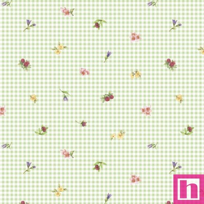 P121-BUNN5661G PATCH. AMERICANO BUNNIES AND BLOOMS (13) 110 CM. ALG 100% VERDE VENTA EN PZAS. DE 7 M APRO