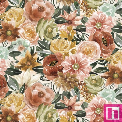 P121-FCHI5599MU PATCH. AMERICANO FLORAL CHIC (08) 110 CM. ALG 100% CREMA/MULTI VENTA EN PZAS. DE 7 M APRO