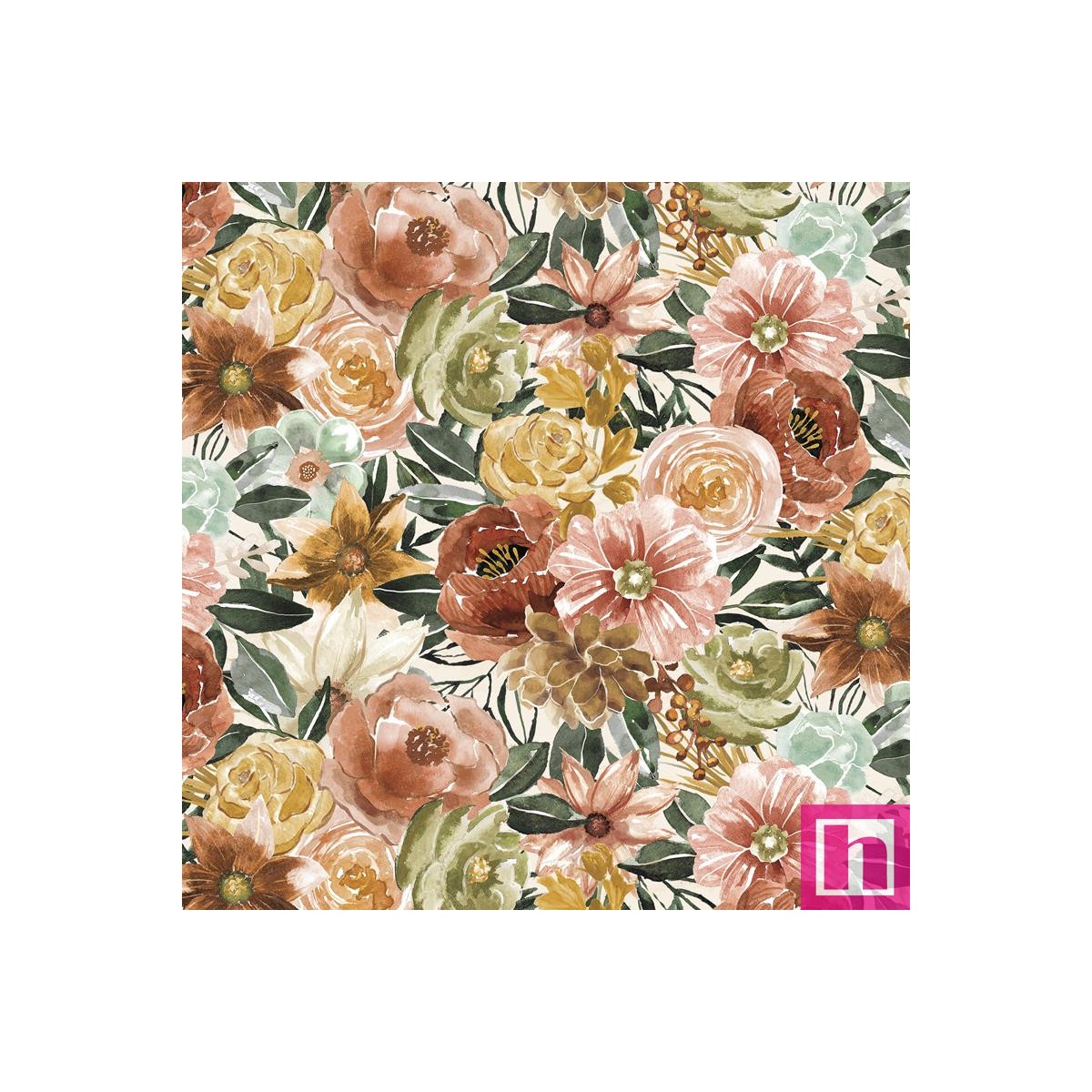 P121-FCHI5599MU PATCH. AMERICANO FLORAL CHIC (08) 110 CM. ALG 100% CREMA/MULTI VENTA EN PZAS. DE 7 M APRO