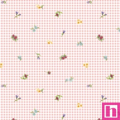 P121-BUNN5661P PATCH. AMERICANO BUNNIES AND BLOOMS (14) 110 CM. ALG 100% ROSA VENTA EN PZAS. DE 7 M APRO