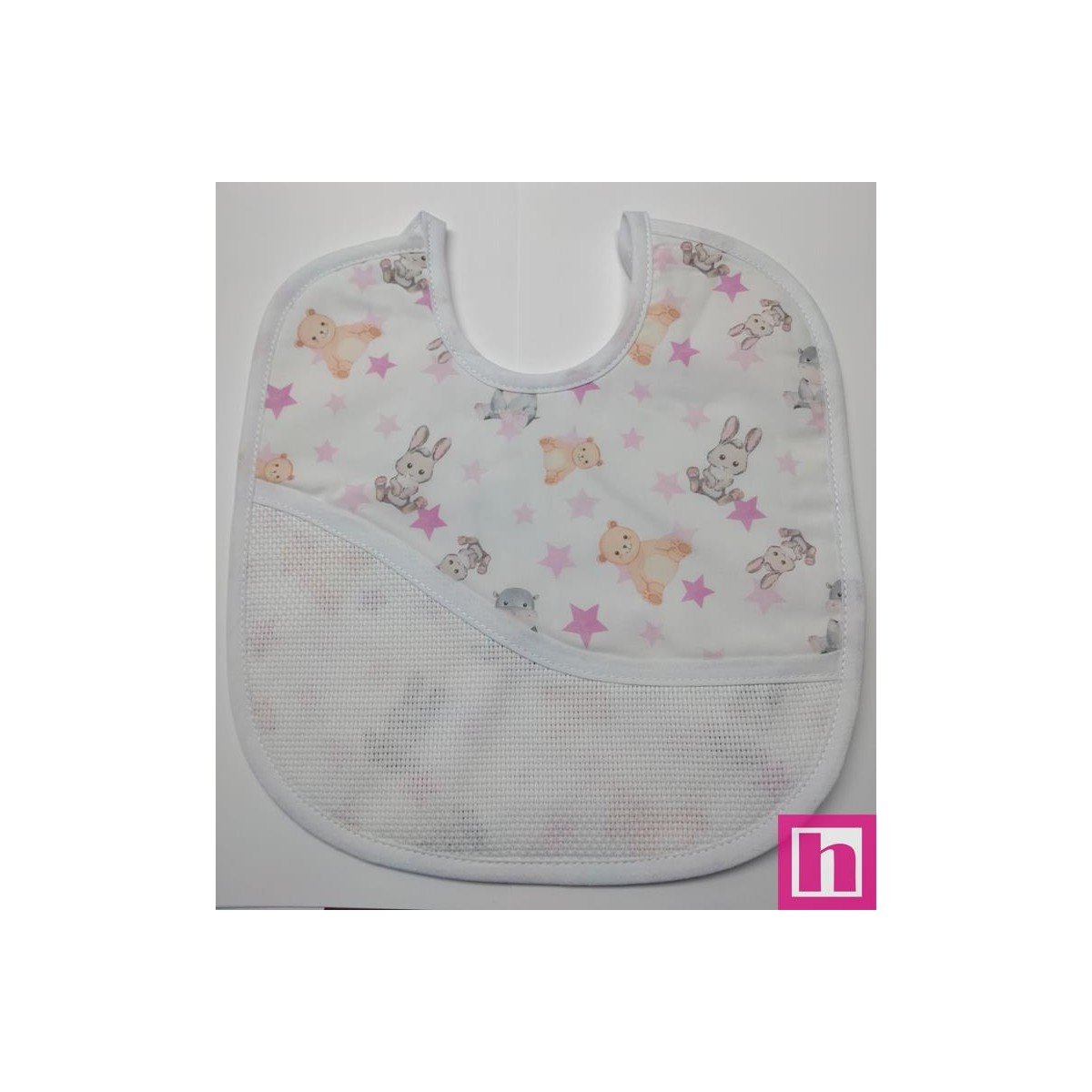 983489-000 BABERO ESTAMPADO+PANAMA ROXA 24X30 POL 60%-ALG 40% ROSA/VIVO BLANCO VENTA EN BOLSA DE 3 UDS.