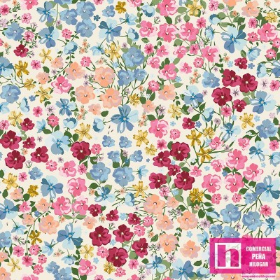 63434 TEJIDO ESTAMPADO LIBERTY HORTENSIA (03) 1.40 M. ALG 100% BLANCO/MULTI VENTA EN PZAS. DE 10 M APRO