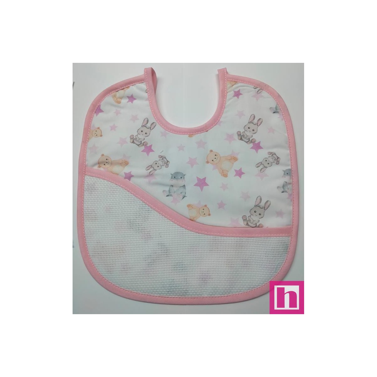 983489-011 BABERO ESTAMPADO+PANAMA ROXA 24X30 POL 60%-ALG 40% ROSA/VIVO ROSA VENTA EN BOLSA DE 3 UDS.