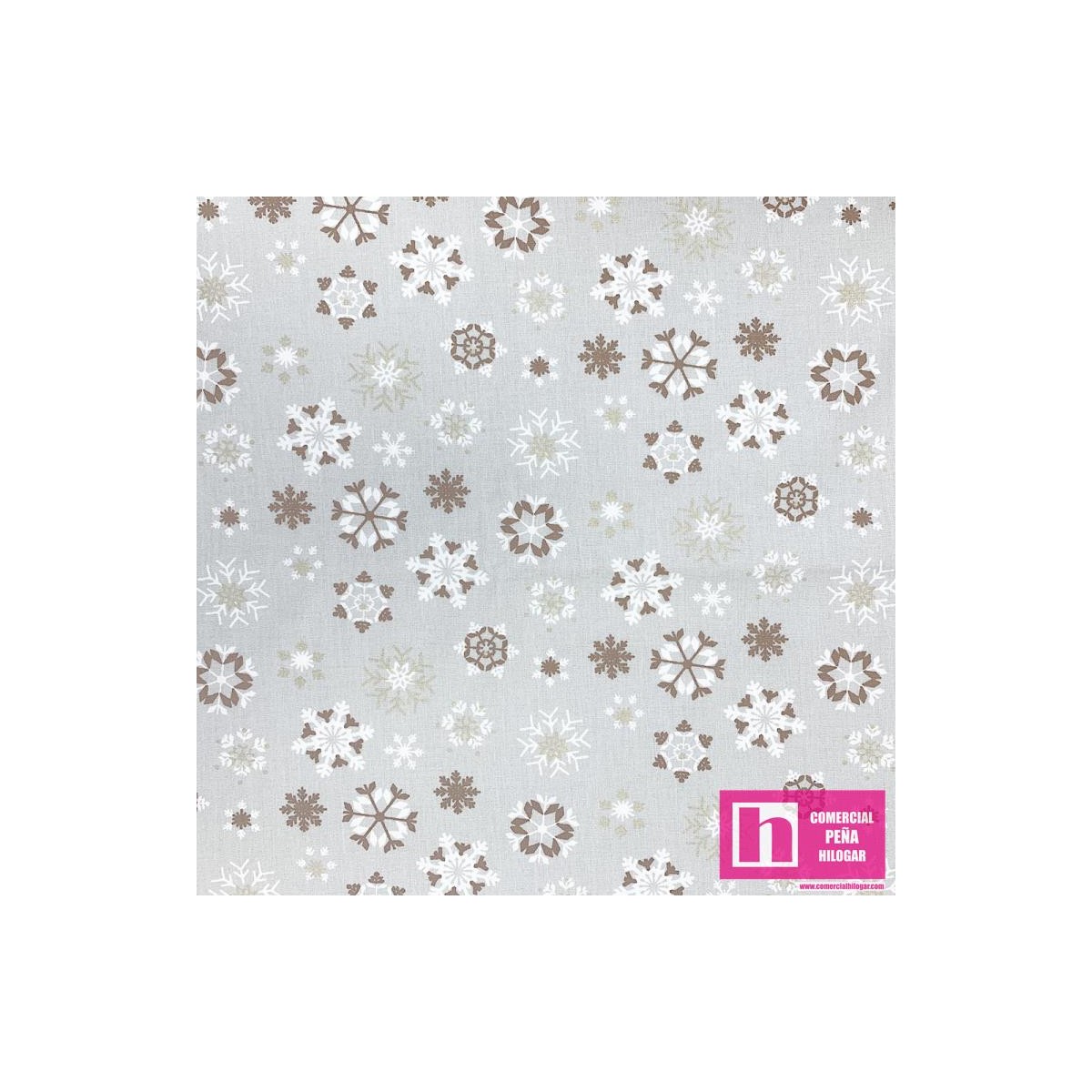 65317 TEJIDO ESTAMPADO NAVIDAD SNOW (02) 1.50 M. -115 GR/M2-ALG 100% GRIS VENTA EN PZAS. DE 10 M APRO