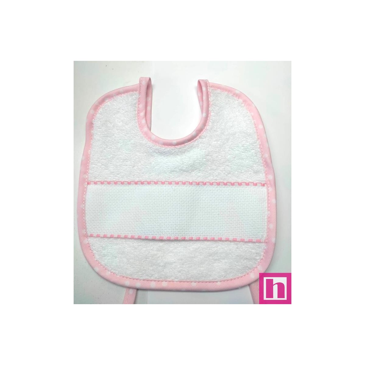 981837-011 BABERO RIZO+PANAMA DANIEL 20X20 POL 60%-ALG 40% BLANCO/VIVO ROSA VENTA EN BOLSA DE 3 UDS.