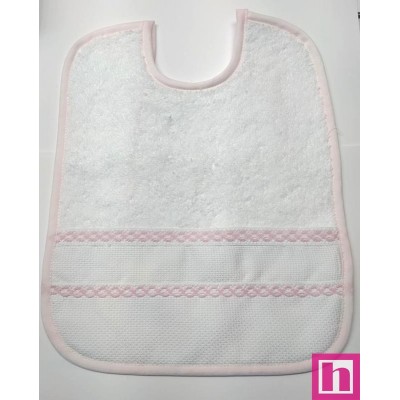 983409-011 BABERO RIZO+PANAMA FRANCO 24X30 POL 60%-ALG 40% BLANCO/VIVO ROSA VENTA EN BOLSA DE 3 UDS.