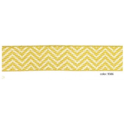 9638-30-9386 CINTA JACQUARD 30 MM UNAX  POL 50%-ALG 45% MARFIL/DORADO VENTA EN PZAS. DE 12.50 M APRO