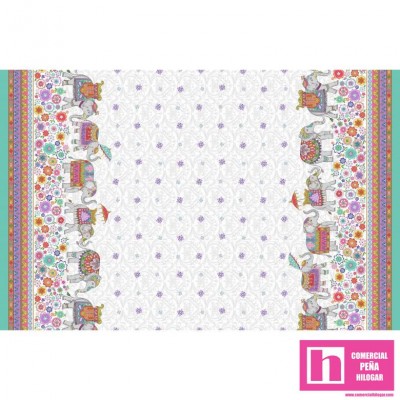 64851 PATCH.AMERICANO ELEPHANT CAVALCADE (07) 110 CM. ALGODON 100% BLANCO/MULTI Venta en piezas de 6.80 M