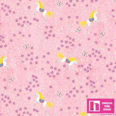 65019 PATCH.AMERICANO UNICORN DANCE (08) 110 CM. ALGODON 100% ROSA Venta en piezas de 6.80 M