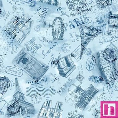 65874 PATCH.AMERICANO WELL ALWAYS HAVE PARIS (03) 110 CM. ALGODON 100% CELESTE Venta en piezas de 6.80 M