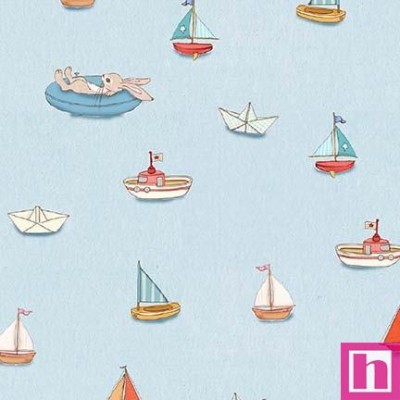 65904 PATCH.AMERICANO SUNSHINE AND SANDCASTLES (05) 110 CM. ALGODON 100% CELESTE Venta en piezas de 6.80 M