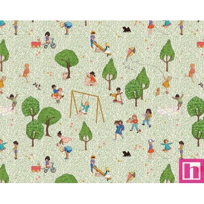 66976 PATCH. AMERICANO PLAYGROUND AND PARK (04) 110 CM. ALGODON 100% CREMA/VERDE Venta en piezas de 7.00 M