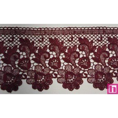 67099 PUNTILLA GUIPUR ELIEL 110 MM. POLIESTER 100% BURDEOS Venta en piezas de 19.30 M