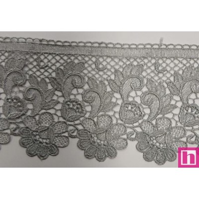 67102 PUNTILLA GUIPUR ELIEL 110 MM. POLIESTER 100% GRIS Venta en piezas de 19.30 M