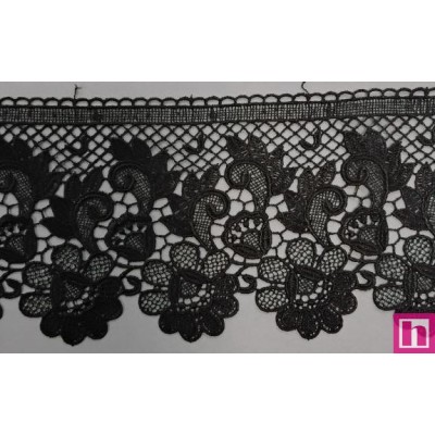 67103 PUNTILLA GUIPUR ELIEL 110 MM. POLIESTER 100% NEGRO Venta en piezas de 19.30 M