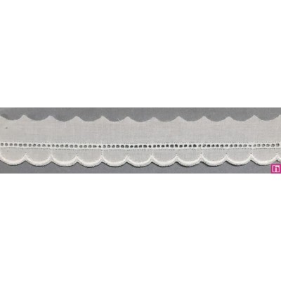 67150 REMATE BATISTA GALA 12 MM. ALGODON 100% BLANCO Venta en piezas de 13.80 M