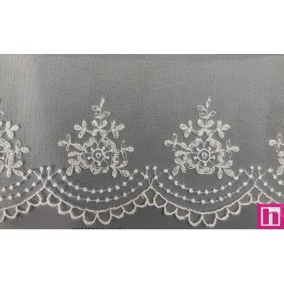 67156 PUNTILLA TUL BORDADO HELINA 85 MM. POLIESTER 100% NATURAL Venta en piezas de 13.00 M