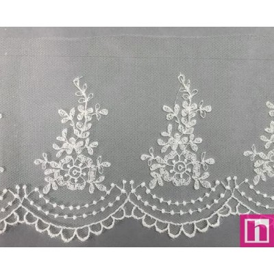 67158 PUNTILLA TUL BORDADO HELINA 100 MM. POLIESTER 100% NATURAL Venta en piezas de 13.00 M