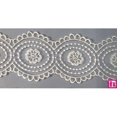 67160 GALON TUL BORDADO HELINA 63 MM. POLIESTER 100% MARFIL Venta en piezas de 13.00 M