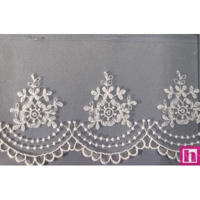 67161 PUNTILLA TUL BORDADO HELINA 85 MM. POLIESTER 100% MARFIL Venta en piezas de 13.00 M