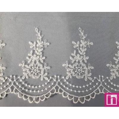 67163 PUNTILLA TUL BORDADO HELINA 100 MM. POLIESTER 100% MARFIL Venta en piezas de 13.00 M