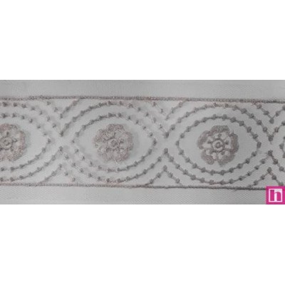 67164 ENTREDOS TUL BORDADO HELINA 43 MM. POLIESTER 100% NUDE Venta en piezas de 13.00 M